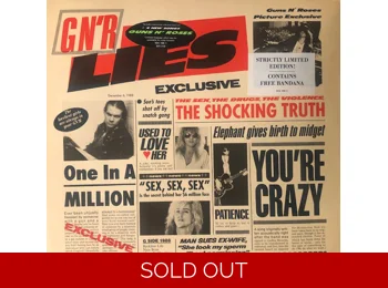 Guns N' Roses ‎– G N' R Lies - UK Limited Edition 8 Track Black Vinyl c/w Free Bandana